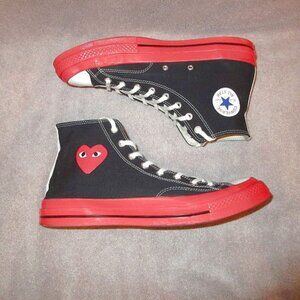 Converse x Comme des Garcons Play Chuck 70 Hi Top Sneakers Size 14 Black Red